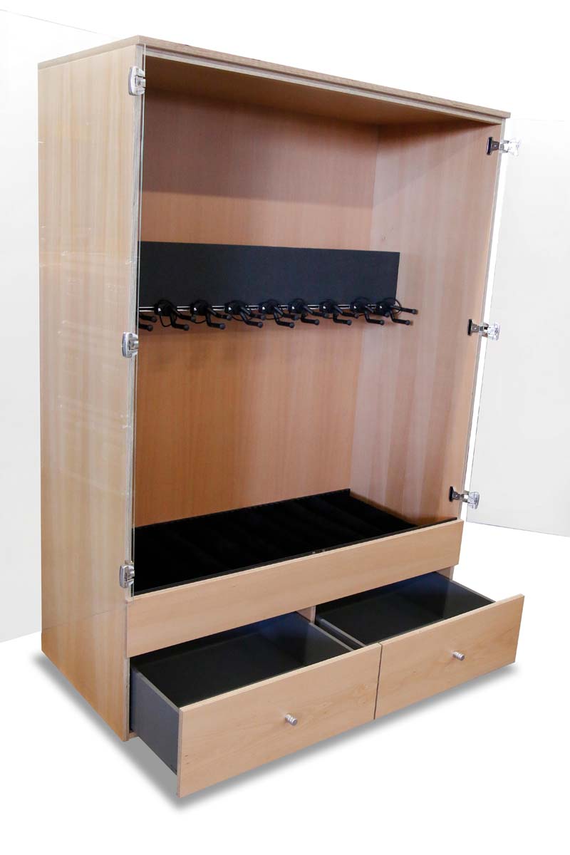 Studiomöbel Gitarrenschrank mit Schubladen BU 10in1