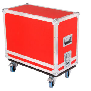 Haubencase in rot mit Rollen Fender Twin 2x12
