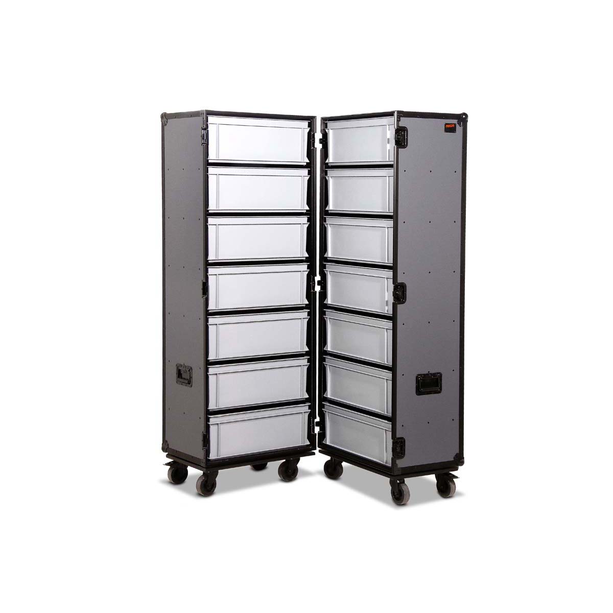 Profi Schrank-Case 2x7 Zubehörboxen 600x400x220