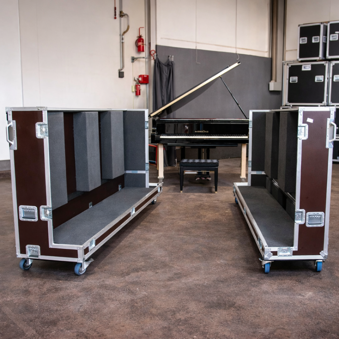 Individuelle Instrumentencases von L.T. Cases für Flügel, Klaviere und empfindliche Musikinstrumente