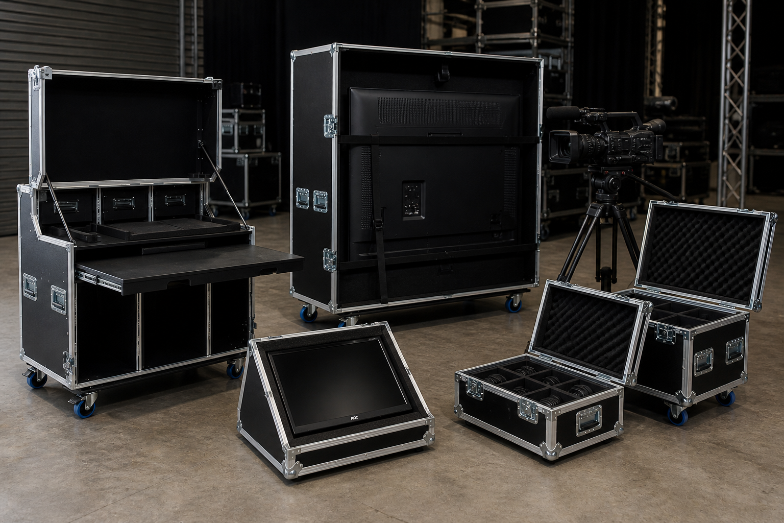 Maßgeschneiderte Media Cases von L.T. Cases für Monitore, Kameratechnik und professionelle AV-Anwendungen