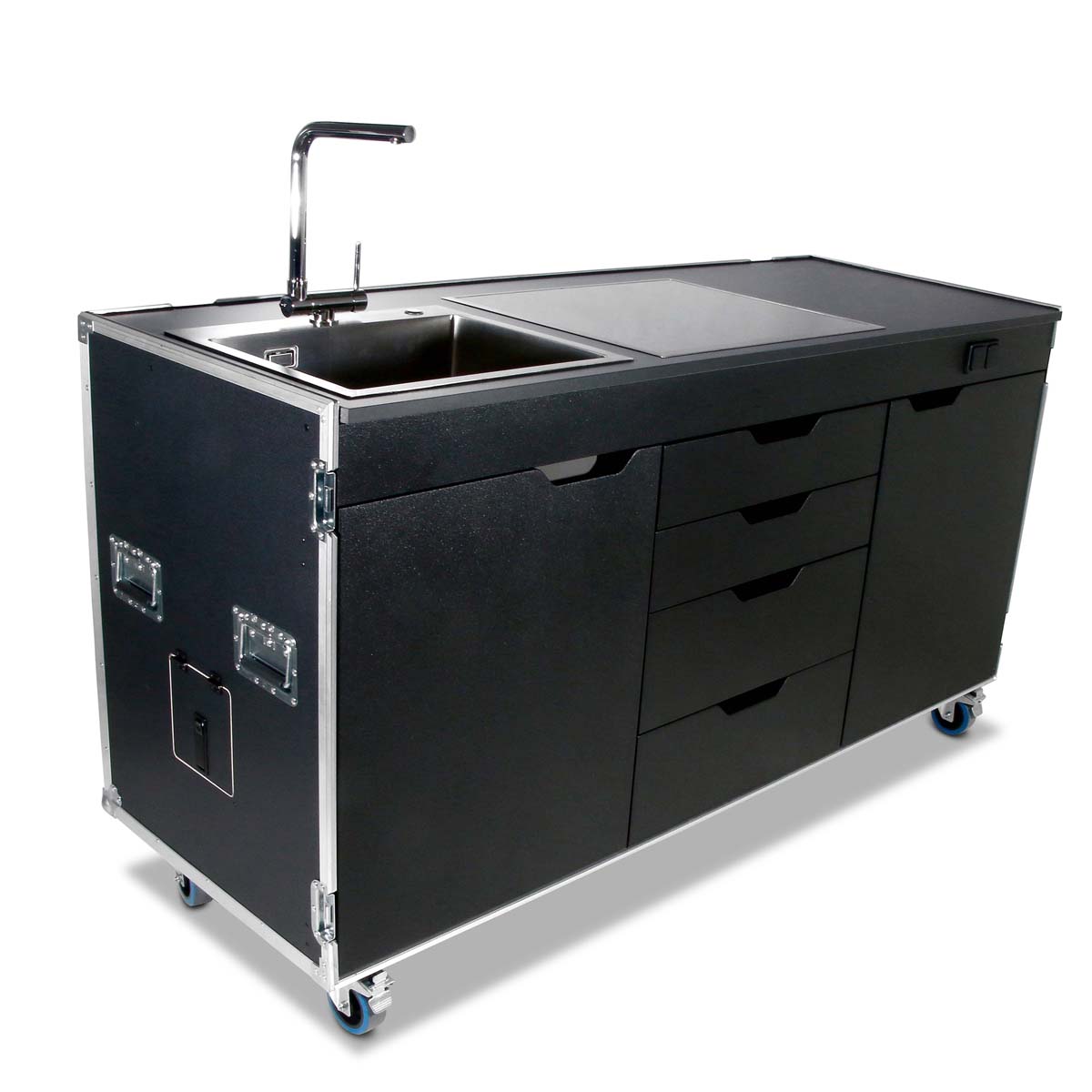 Catering Kitchen Case mit Kochfeld + Spülbecken