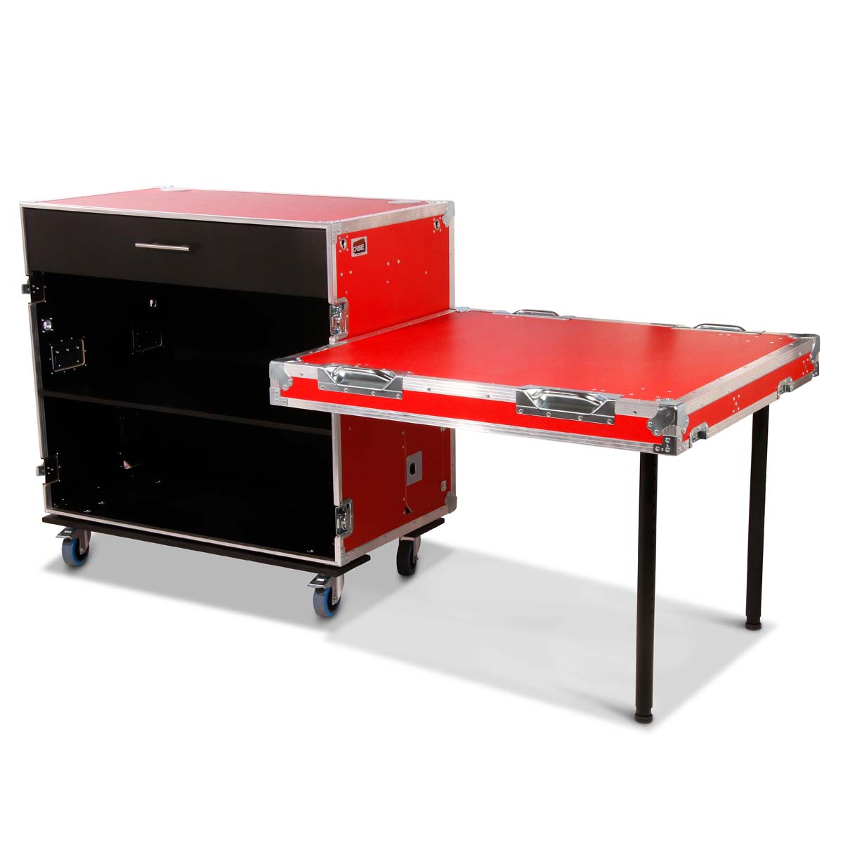 Merchandise-Case mit Tischfunktion und Schublade